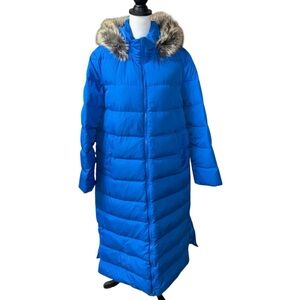 Lands’ End Max 600 Down Long Maxi winter coat Blue women’s sz XL